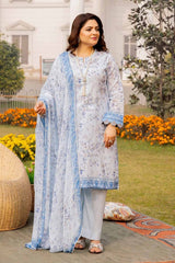 3 Piece Printed Lawn Unstitched Suit with Chiffon Dupatta BM-42015
