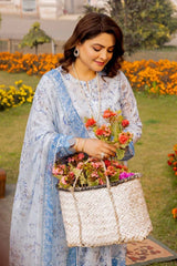 3 Piece Printed Lawn Unstitched Suit with Chiffon Dupatta BM-42015