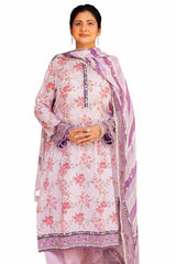 3 Piece Unstitched Printed Lawn Suit with Chiffon Dupatta BM-42023