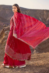 3 Piece Embroidered Printed Lawn Unstitched Suit with Burnout Tissue Silk Dupatta BN-42001