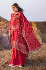3 Piece Embroidered Printed Lawn Unstitched Suit with Burnout Tissue Silk Dupatta BN-42001