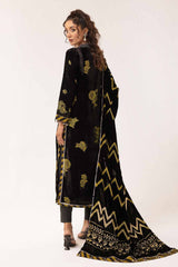 3 Piece Unstitched Burnout Velvet Suit with Diamanties Burnout Velvet Dupatta BVL-42001
