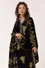 3 Piece Unstitched Burnout Velvet Suit with Diamanties Burnout Velvet Dupatta BVL-42001