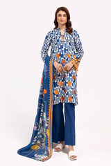 3 Piece Unstitched Embroidered Corduroy Suit with Printed Cotton Net Dupatta CD-42003
