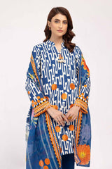 3 Piece Unstitched Embroidered Corduroy Suit with Printed Cotton Net Dupatta CD-42003