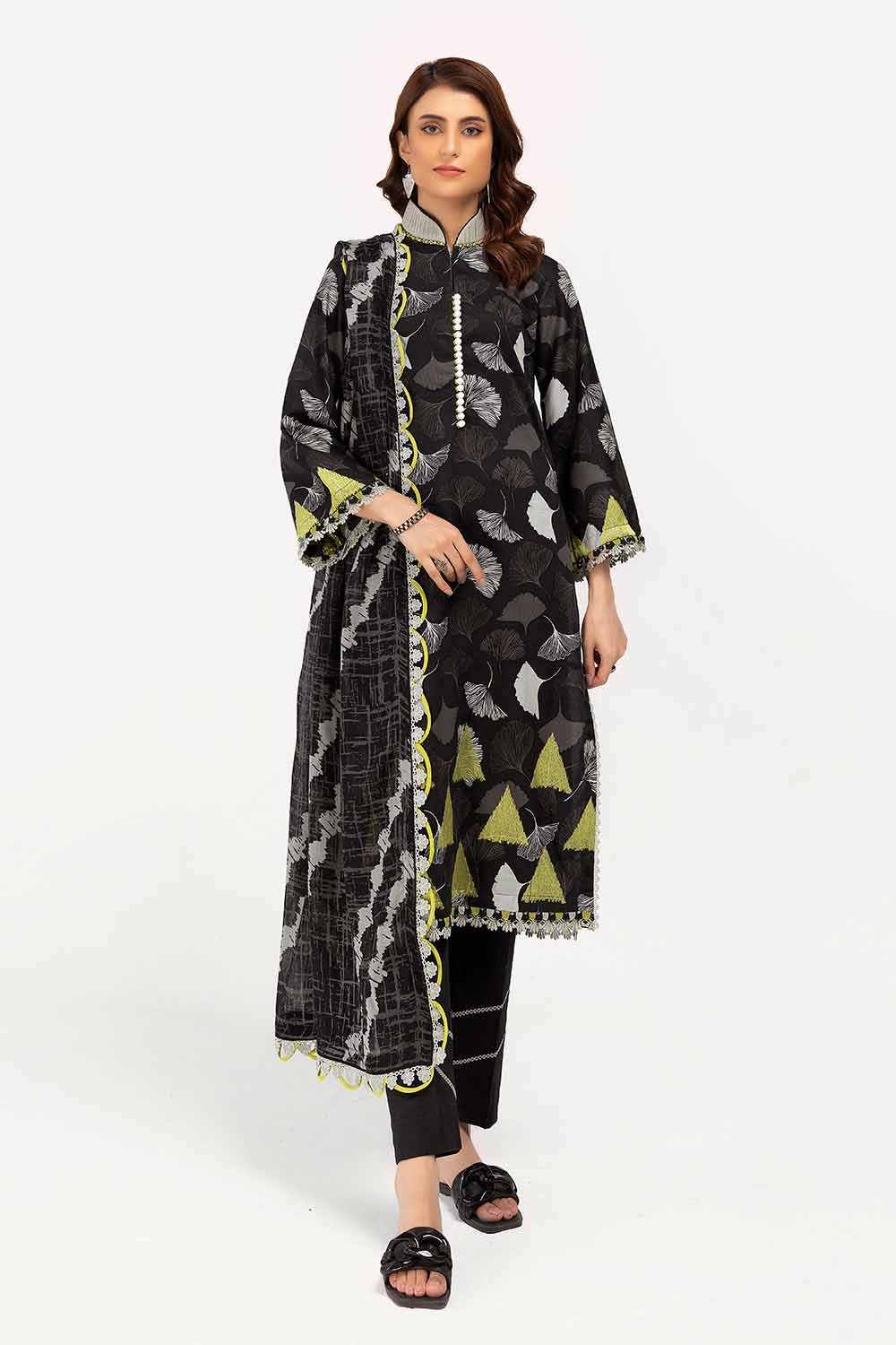 3 Piece Unstitched Embroidered Corduroy Suit with Printed Cotton Net Dupatta CD-42007