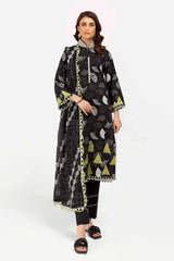 3 Piece Unstitched Embroidered Corduroy Suit with Printed Cotton Net Dupatta CD-42007