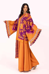 3 Piece Unstitched Embroidered Corduroy Suit with Printed Cotton Net Dupatta CD-42008