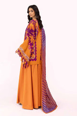 3 Piece Unstitched Embroidered Corduroy Suit with Printed Cotton Net Dupatta CD-42008