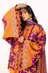 3 Piece Unstitched Embroidered Corduroy Suit with Printed Cotton Net Dupatta CD-42008