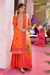 3 Piece Embroidered Unstitched Jacquard Shirt with Digital Printed Jacquard Dupatta and Neckline FE-32034