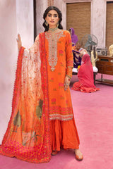 3 Piece Embroidered Unstitched Jacquard Shirt with Digital Printed Jacquard Dupatta and Neckline FE-32034