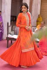 3 Piece Embroidered Unstitched Jacquard Shirt with Digital Printed Jacquard Dupatta and Neckline FE-32034