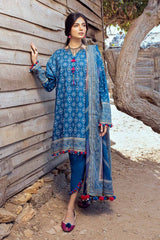3 Piece Gold Printed Lawn Unstitched Suit CL-42003 A