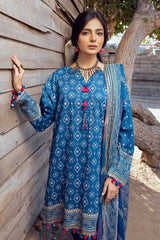 3 Piece Gold Printed Lawn Unstitched Suit CL-42003 A