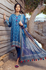 3 Piece Gold Printed Lawn Unstitched Suit CL-42003 A