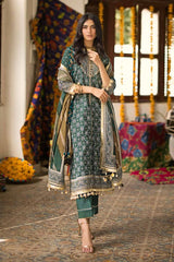 3 Piece Gold Printed Lawn Unstitched Suit CL-42003 B