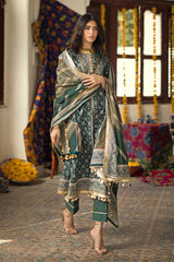 3 Piece Gold Printed Lawn Unstitched Suit CL-42003 B