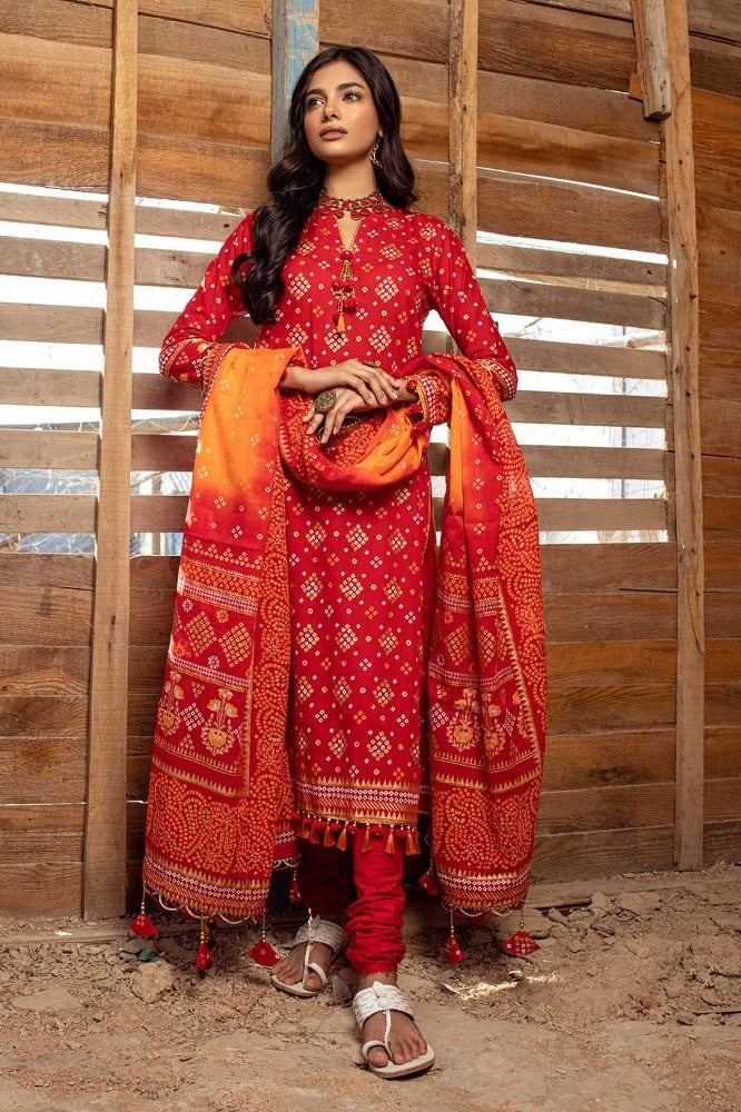 3 Piece Gold Printed Lawn Unstitched Suit CL-42004 A