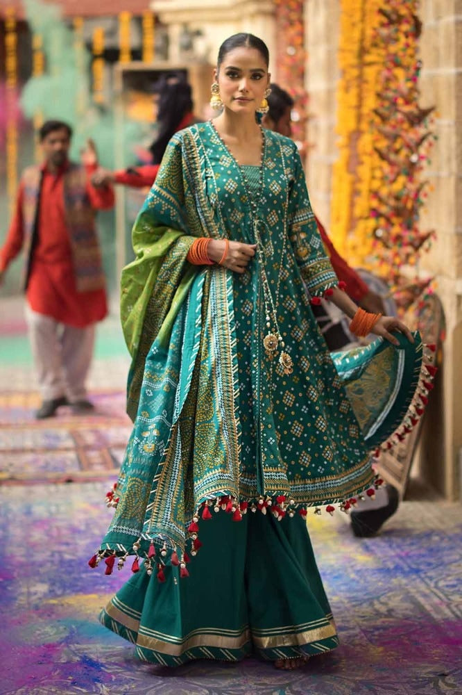 3 Piece Gold Printed Lawn Unstitched Suit CL-42004 B