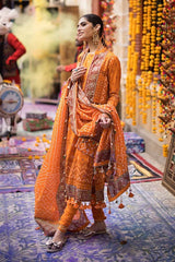 3 Piece Gold Printed Lawn Unstitched Suit CL-42013 B