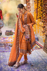 3 Piece Gold Printed Lawn Unstitched Suit CL-42013 B