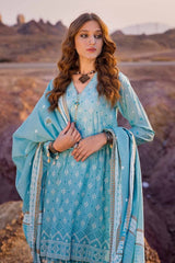 3 Piece Embroidered Gold Lacquer Printed Lawn Unstitched Suit CL-42215