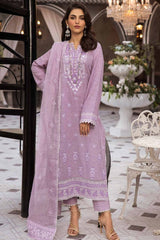 3 Piece Embroidered Jacquard Unstitched Suit with Emboss and Glitter Printed Net Dupatta CN-42001
