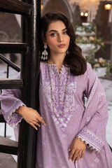 3 Piece Embroidered Jacquard Unstitched Suit with Emboss and Glitter Printed Net Dupatta CN-42001