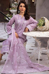 3 Piece Embroidered Jacquard Unstitched Suit with Emboss and Glitter Printed Net Dupatta CN-42001