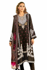 3 Piece Unstitched Embroidered Cotail Suit with Printed Twill Cotton Linen Dupatta CV-32010