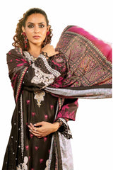 3 Piece Unstitched Embroidered Cotail Suit with Printed Twill Cotton Linen Dupatta CV-32010
