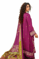 3 Piece Unstitched Embroidered Cotail Suit with Printed Twill Cotton Linen Dupatta CV-32011
