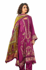 3 Piece Unstitched Embroidered Cotail Suit with Printed Twill Cotton Linen Dupatta CV-32011