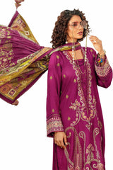 3 Piece Unstitched Embroidered Cotail Suit with Printed Twill Cotton Linen Dupatta CV-32011