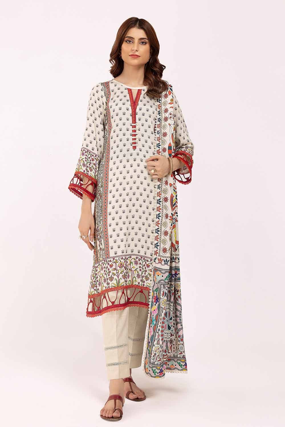 3 Piece Unstitched Printed Cotail Suit CV-42002