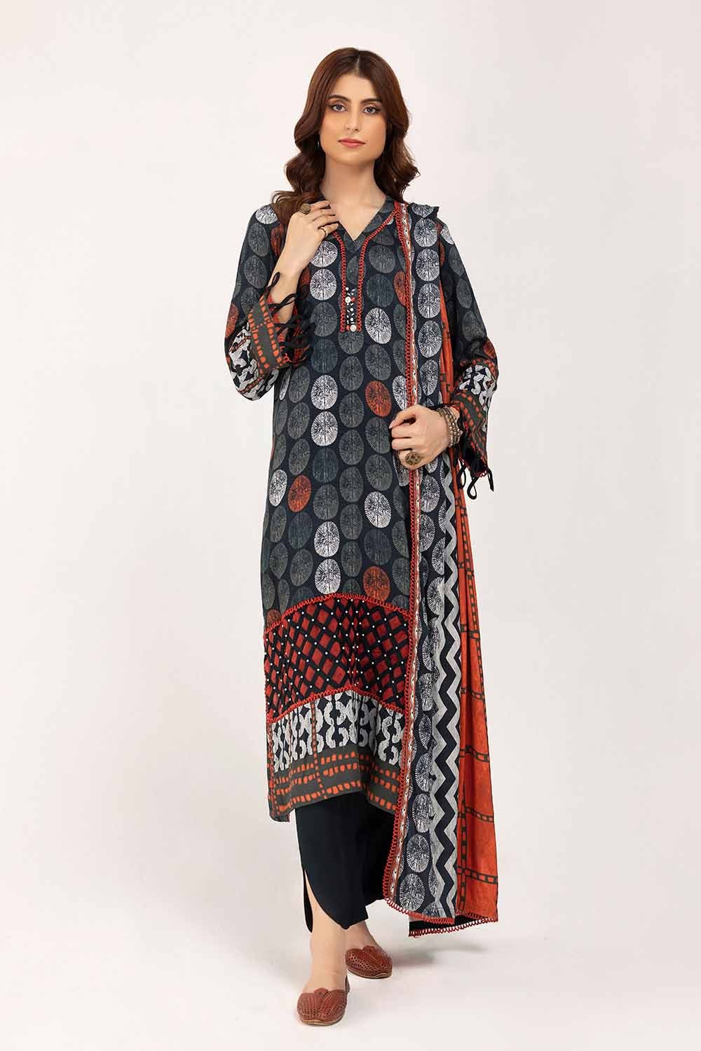 3 Piece Unstitched Printed Cotail Suit CV-42006
