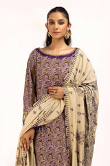 3 Piece Unstitched Embroidered Cotail Suit with Printed Twill Cotton Linen Dupatta CV-42009