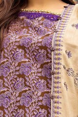 3 Piece Unstitched Embroidered Cotail Suit with Printed Twill Cotton Linen Dupatta CV-42009