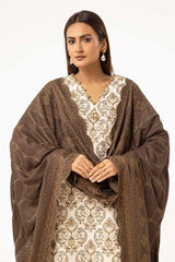 3 Piece Unstitched Embroidered Khaddar Suit with Twill Cotton Linen Dupatta CV-42011