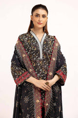 3 Piece Unstitched Printed Khaddar Suit with Embroidered Twill Cotton Linen Dupatta CV-42012