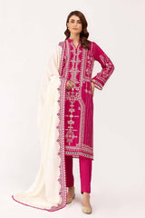 3 Piece Unstitched Embroidered Cotail Suit with Embroidered Cotail Dupatta CV-42013