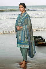 3 Piece Printed Corduroy Unstitched Suit with Cotton Net Dupatta CD-32001 B