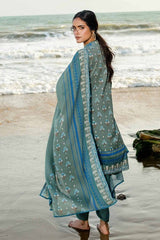 3 Piece Printed Corduroy Unstitched Suit with Cotton Net Dupatta CD-32001 B