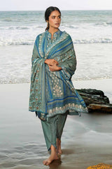 3 Piece Printed Corduroy Unstitched Suit with Cotton Net Dupatta CD-32001 B