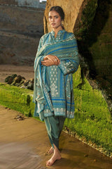 3 Piece Printed Corduroy Unstitched Suit with Cotton Net Dupatta CD-32001 B