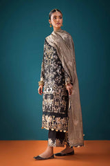 3 Piece Embroidered Unstitched Zari Lawn Shirt with Embroidered Cotton Net Dupatta and Inner PRW-32045
