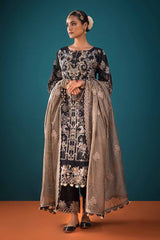 3 Piece Embroidered Unstitched Zari Lawn Shirt with Embroidered Cotton Net Dupatta and Inner PRW-32045