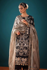 3 Piece Embroidered Unstitched Zari Lawn Shirt with Embroidered Cotton Net Dupatta and Inner PRW-32045