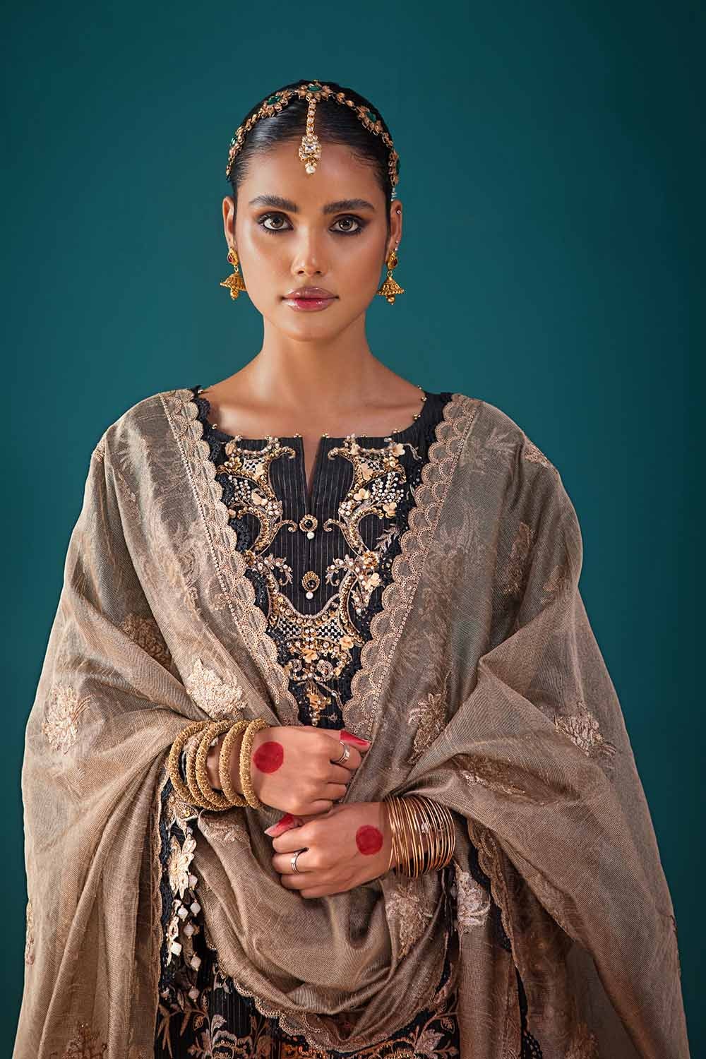 3 Piece Embroidered Unstitched Zari Lawn Shirt with Embroidered Cotton Net Dupatta and Inner PRW-32045